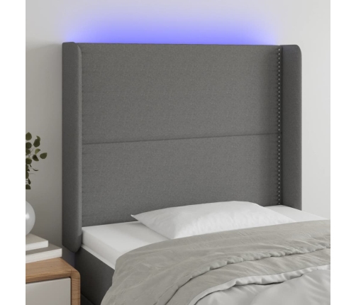 Cabecero con LED de tela gris oscuro 93x16x118/128 cm