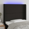 Cabecero con LED de tela negro 93x16x118/128 cm