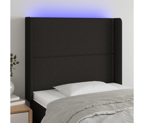 Cabecero con LED de tela negro 93x16x118/128 cm