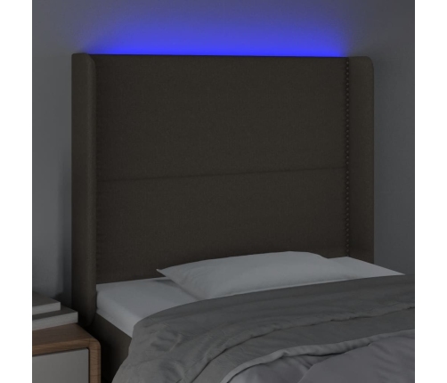 Cabecero con LED de tela gris taupe 93x16x118/128 cm