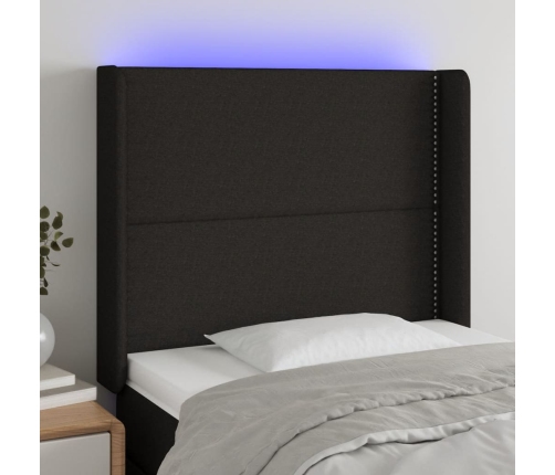 Cabecero con LED de tela negro 103x16x118/128 cm