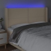 Cabecero con LED de tela color crema 163x16x118/128 cm