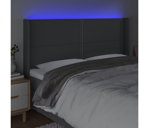 Cabecero con LED de tela gris oscuro 183x16x118/128 cm