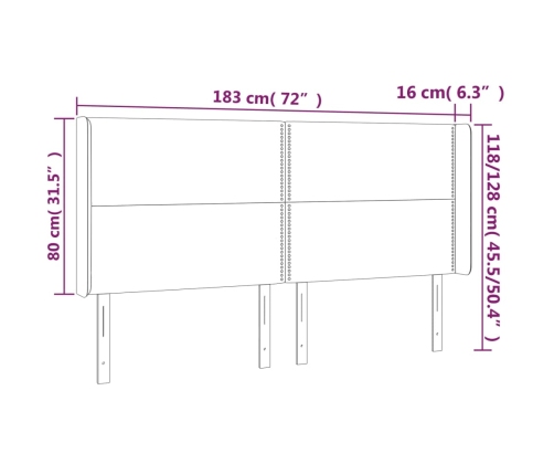 Cabecero con LED de tela azul 183x16x118/128 cm