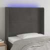 Cabecero con LED de terciopelo gris oscuro 83x16x118/128 cm