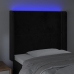 Cabecero con LED de terciopelo negro 83x16x118/128 cm