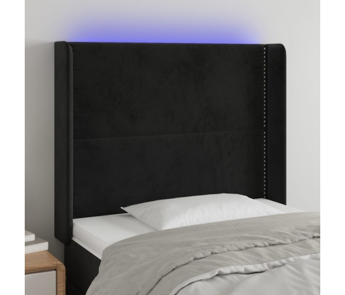 Cabecero con LED de terciopelo negro 83x16x118/128 cm