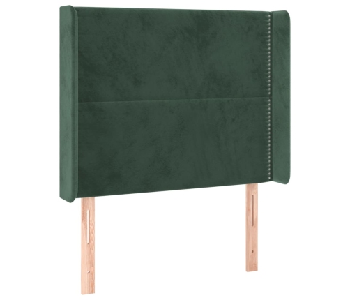 Cabecero con LED de terciopelo verde oscuro 83x16x118/128 cm