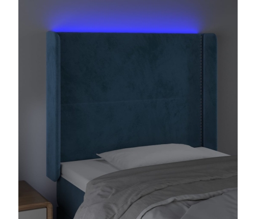 vidaXL Cabecero con LED de terciopelo azul oscuro 83x16x118/128 cm