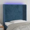 vidaXL Cabecero con LED de terciopelo azul oscuro 83x16x118/128 cm