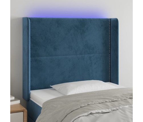 vidaXL Cabecero con LED de terciopelo azul oscuro 83x16x118/128 cm