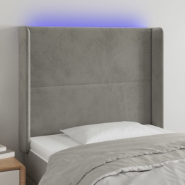 Cabecero con LED de terciopelo gris claro 93x16x118/128 cm