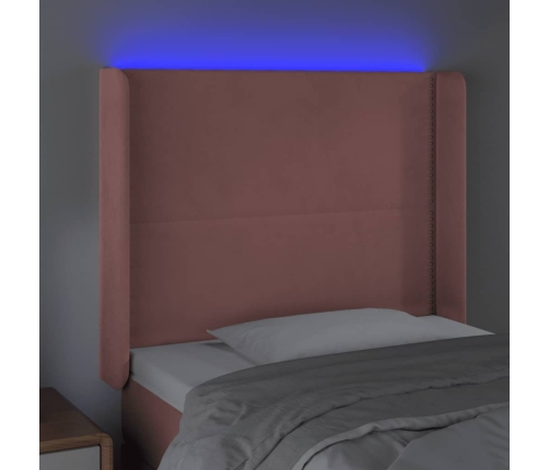 Cabecero con LED de terciopelo rosa 93x16x118/128 cm