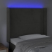 Cabecero con LED de terciopelo gris claro 103x16x118/128 cm