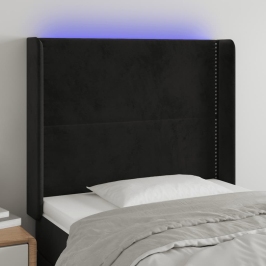 Cabecero con LED de terciopelo negro 103x16x118/128 cm