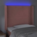 Cabecero con LED de terciopelo rosa 103x16x118/128 cm