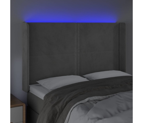 vidaXL Cabecero con LED de terciopelo gris claro 147x16x118/128 cm