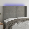 vidaXL Cabecero con LED de terciopelo gris claro 147x16x118/128 cm