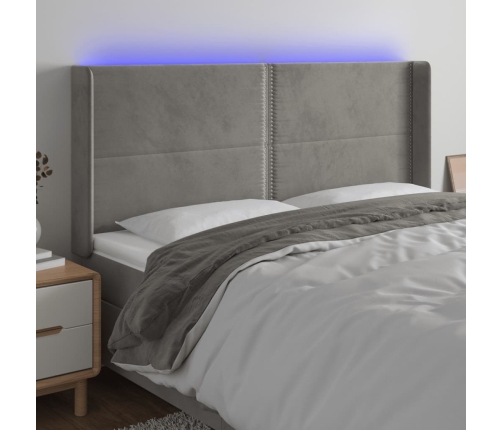 vidaXL Cabecero con LED de terciopelo gris claro 183x16x118/128 cm