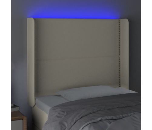 Cabecero con LED cuero sintético color crema 83x16x118/128 cm