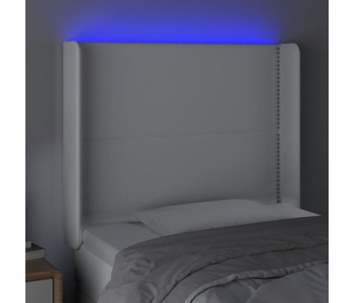 Cabecero con LED cuero sintético blanco 93x16x118/128 cm