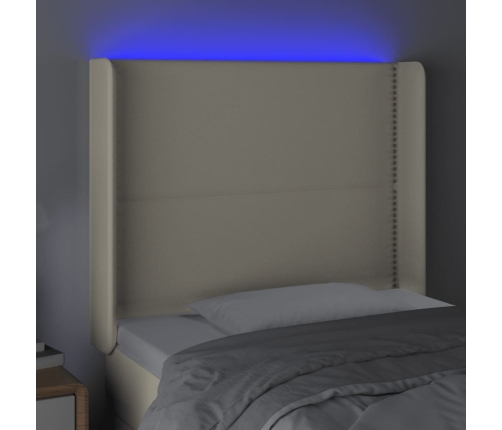 vidaXL Cabecero con LED cuero sintético color crema 93x16x118/128 cm