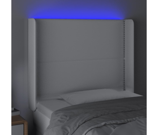 Cabecero con LED cuero sintético blanco 103x16x118/128 cm