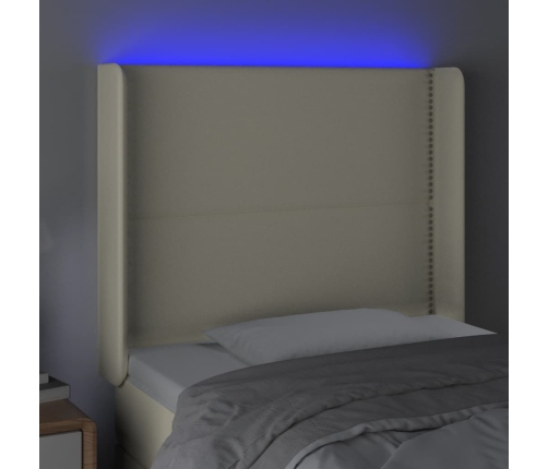 Cabecero con LED cuero sintético color crema 103x16x118/128 cm