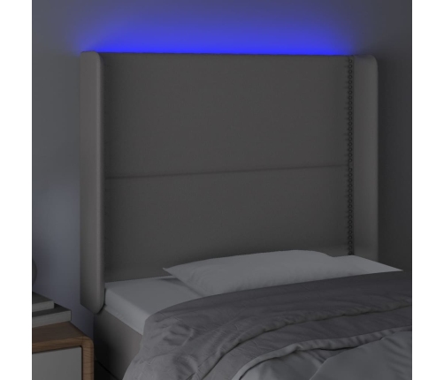 vidaXL Cabecero con LED cuero sintético gris 103x16x118/128cm