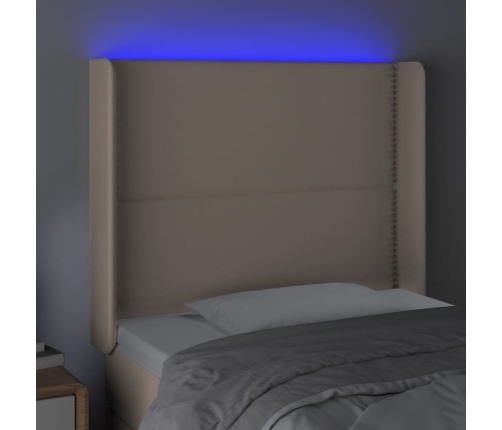 vidaXL Cabecero con LED cuero sintético capuchino 103x16x118/128cm