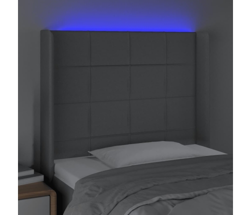 Cabecero con LED de tela gris claro 83x16x118/128 cm