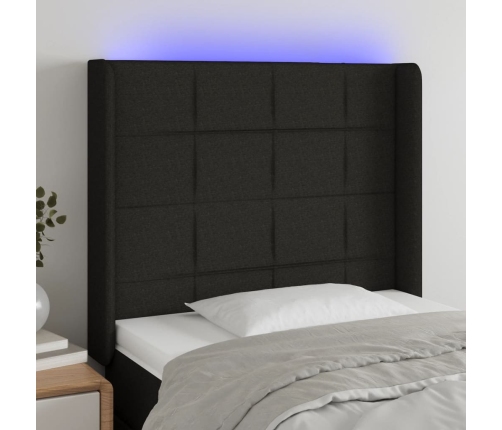 Cabecero con LED de tela negro 83x16x118/128 cm