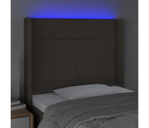 Cabecero con LED de tela gris taupe 83x16x118/128 cm