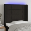 Cabecero con LED de tela negro 93x16x118/128 cm