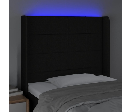 Cabecero con LED de tela negro 103x16x118/128 cm