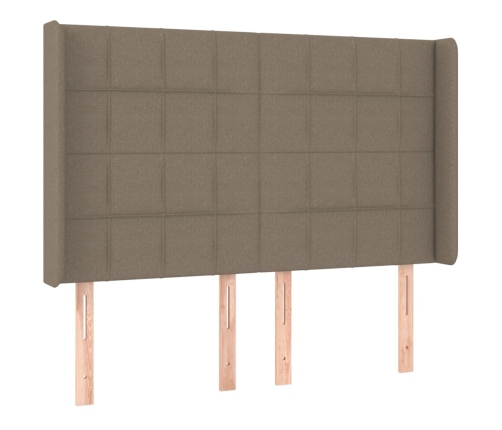 Cabecero con LED de tela gris taupe 147x16x118/128 cm