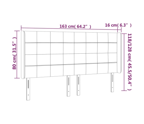 Cabecero con LED de tela gris claro 163x16x118/128 cm