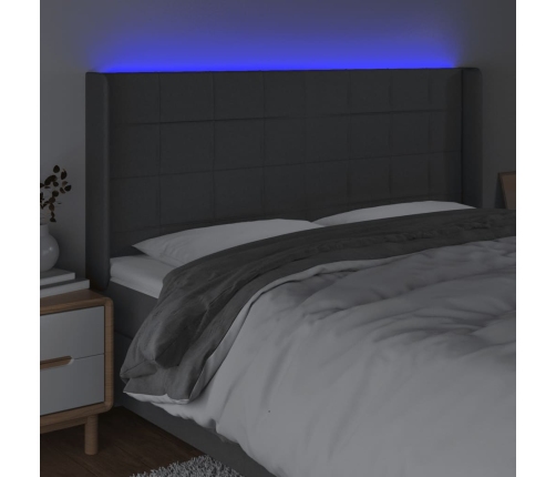 Cabecero con LED de tela gris oscuro 163x16x118/128 cm