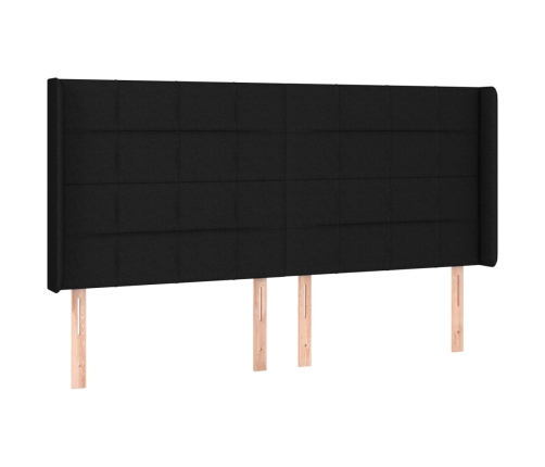 Cabecero con LED de tela negro 183x16x118/128 cm