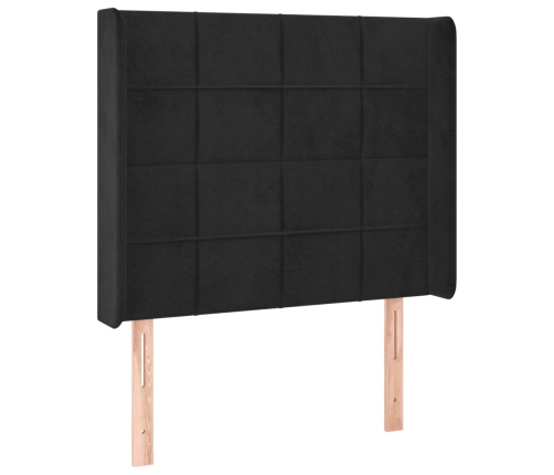 Cabecero con LED de terciopelo negro 83x16x118/128 cm