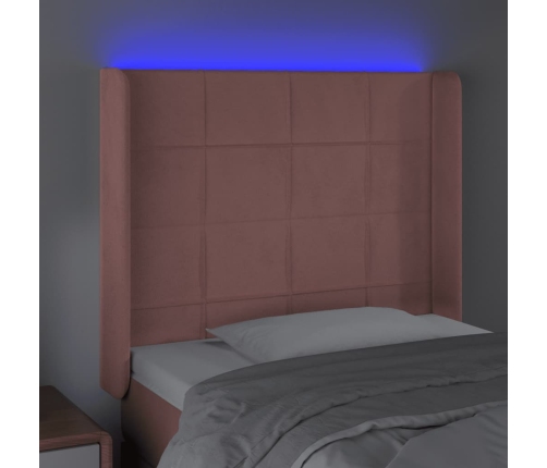 Cabecero con LED de terciopelo rosa 83x16x118/128 cm