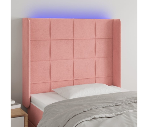 Cabecero con LED de terciopelo rosa 83x16x118/128 cm