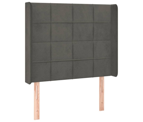 Cabecero con LED de terciopelo gris oscuro 93x16x118/128 cm