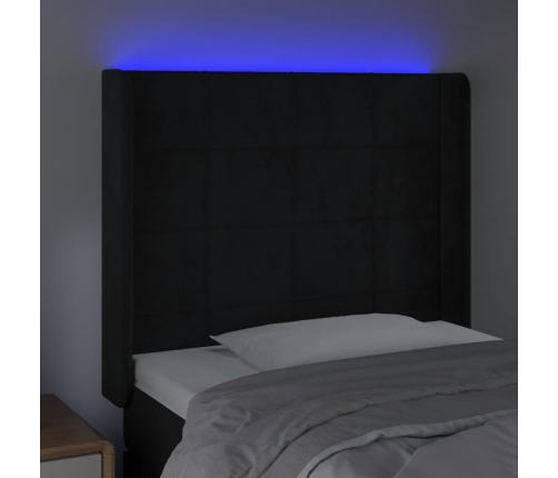 Cabecero con LED de terciopelo negro 93x16x118/128 cm