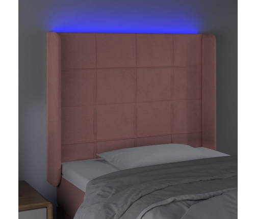 Cabecero con LED de terciopelo rosa 93x16x118/128 cm