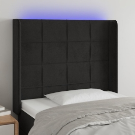 Cabecero con LED de terciopelo negro 103x16x118/128 cm