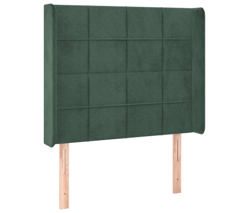 Cabecero con LED de terciopelo verde oscuro 103x16x118/128 cm