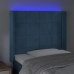 Cabecero con LED de terciopelo azul oscuro 103x16x118/128 cm