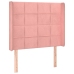 Cabecero con LED de terciopelo rosa 103x16x118/128 cm