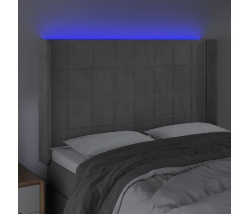 Cabecero con LED de terciopelo gris claro 147x16x118/128 cm